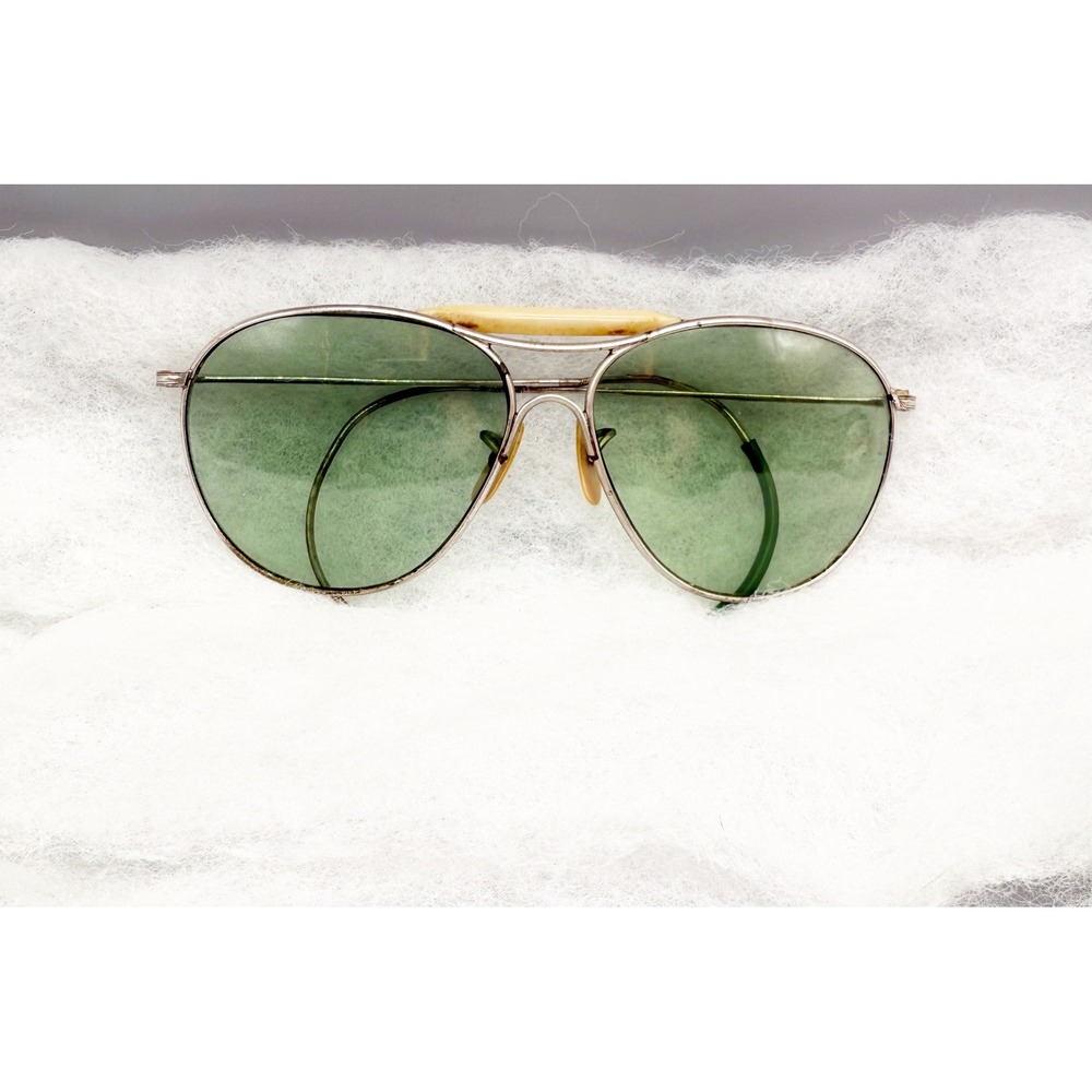Vintage WW2 Aviator Sunglasses Green Lenses‎ Metal Frame Pre-Ray Ban Glasses AO